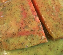 Honey Mustard Salmon - Preparing salmon with sauce